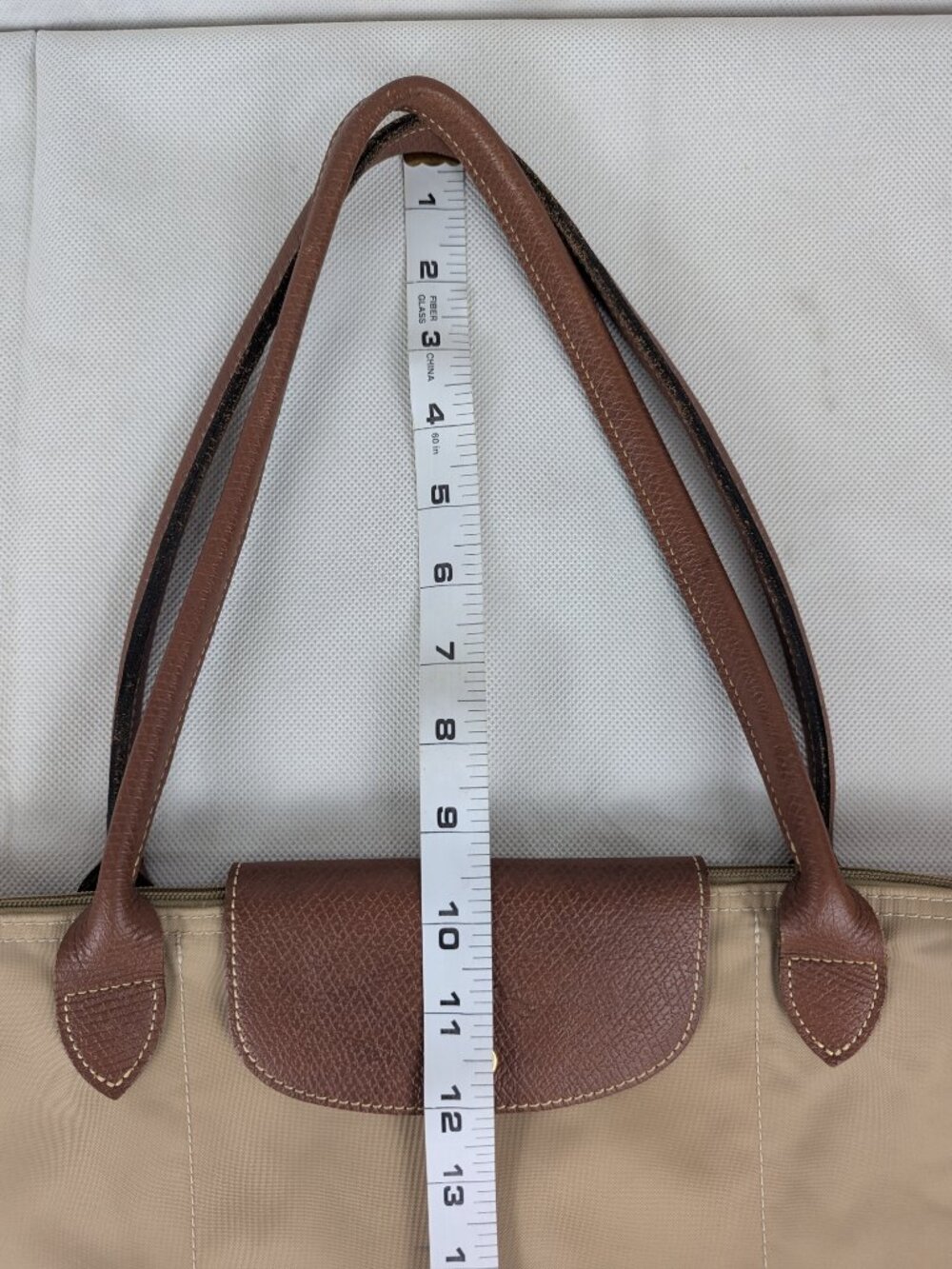 Authentic Longchamp Le Pliage Tote Bag Beige - Nylon Leather - Preowned Nice - Picture 15 of 16